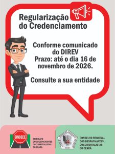 Os Despachantes Documentalistas que estejam com seus credenciamentos vencidos, ou que ainda não possuem credenciamento vigente, terão até o dia 16 de novembro, do corrente ano, para adotar as providencias necessárias, para a regularização da sua condição de trabalho. 